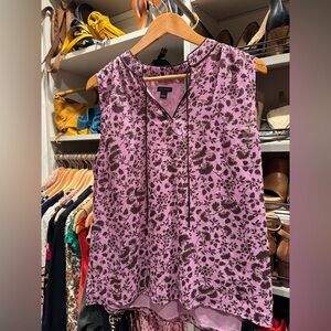 Ann Taylor Mauve and Chocolate Floral Top